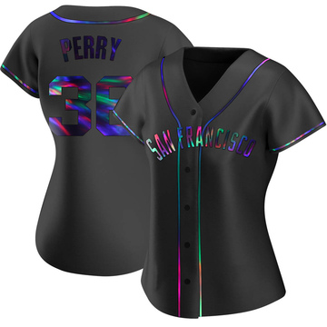 Gaylord Perry Women's Replica San Francisco Giants Black Holographic Alternate Jersey