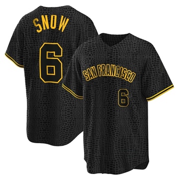 J.t. Snow Men's Replica San Francisco Giants Black Snake Skin City Jersey